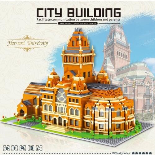 5379Pcs Harvard University US Building Blocks DIY Educational Toys Famous Architecture Micro Bricks for Kids Adults