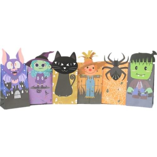 Halloween Cat Spider Monster Paper Food Bag Candy Gift Bag With 3D Card Halloween Party Decorations Wholesale halloween bag