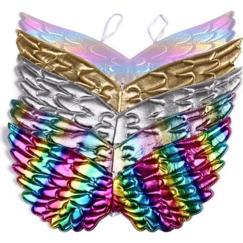 Children Unicorn Wings Costume Rainbow Unicorn Gold Silver Wings for Kids Girl Princess Fairy Wings Eve Halloween Accessories