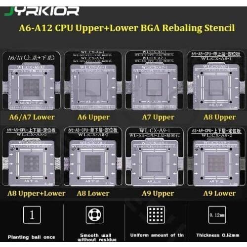 For iPhone 5/6/6S/7/8 Plus X XS MAX XR A8 A9 A10 A11 A12 CPU Ram Upper Lower Plant Tin Steel Mesh BGA Reballing Stencil Template