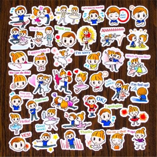 40 pcs bill stickers boy double dance sticker ballet girl hand account around scrapbooking