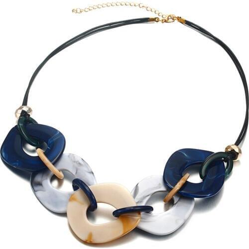 European And American Fashion Acrylic Exaggerated Necklace For Women Jewelry Red Green Multicolor Geometric Necklace Party