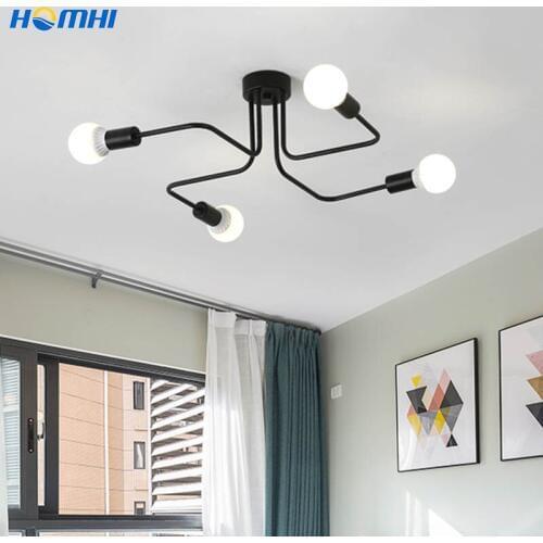 Modern Led Ceiling Lights for Living Room Loft 4 Heads Spider Home Lighting Bedroom Black E27 Iron Creative Kitchen Fixture