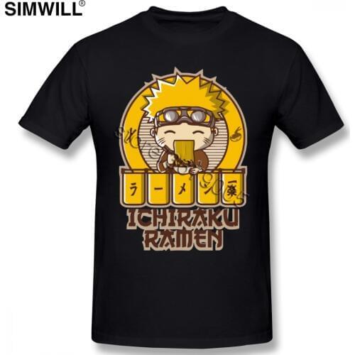 Trendy New Tees Shirt for Men Soft Cotton Ichiraku Ramen Tshirt Short Sleeves Round Neck Casual T shirt Anime Fans T-shirt