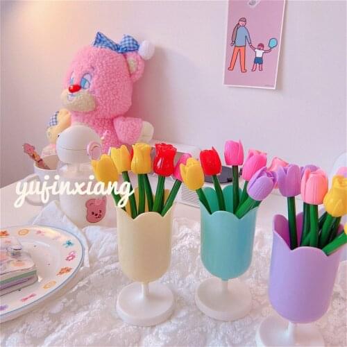 2pc/lot Creative simulationTulip Gel Pen Kawaii Flower Pen Novelty Neutral Pen For Girls Gift School Office Stationery Supplies