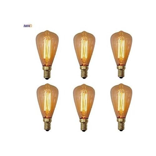 IWHD Bombilla Edison Light Bulb E14 40W 220V Lampara Vintage Lamp Ampul Ampoule Industrial Decorative Retro Lamp Light C35 T45