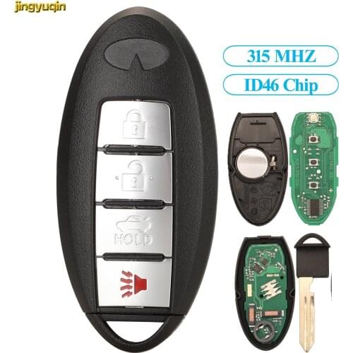 Jingyuqin 5pcs Remote Car Smart Key Fob Control 315MHZ ID46 PCF7952 For INFINITI FX35/50 G25/35/37 Q40/60 QX70 2014-2018 4Button