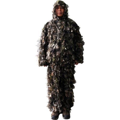 Ghillie Suit Woodland Camo Hunting Camouflage 3D Premium Hunting Camo Shirt + pants +1 bag
