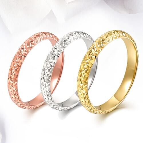 Pure Solid 18k Yellow White Rose Gold Ring Women Luck Full Star Band Ring US6 7 8 2.5mmW 0.7-1g