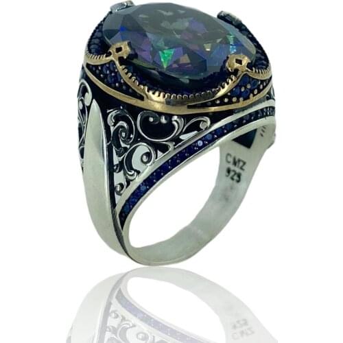 Mystic Topaz Kýlýnç Hand Production 925 Silver Ring