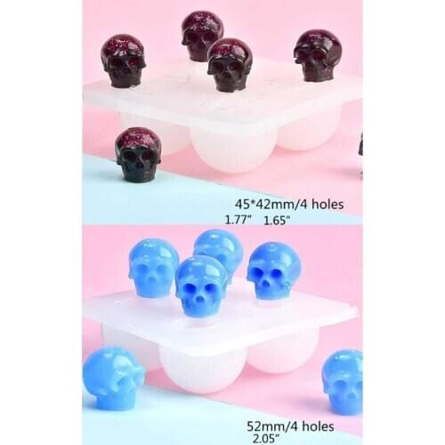 2Pc Skull Head Bead Resin Mold Skull Beaded Bracelet Jewelry Silicone Mold Tools