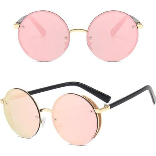 Round Rimless Sunglasses Ladies Retro Fashion Brand Design Mirror UV400 Sun Glasses