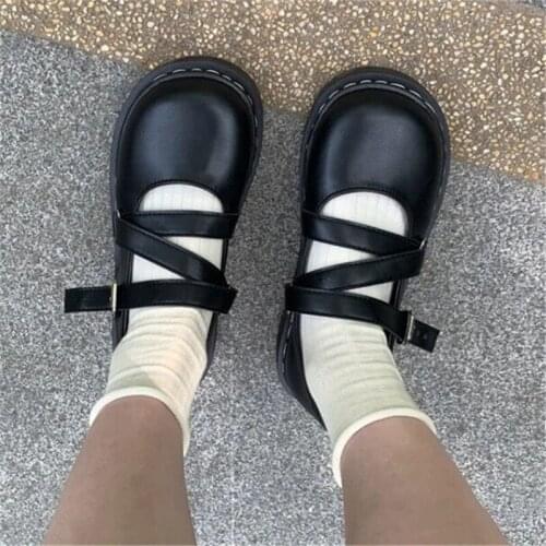 Pu Summer New Japanese Jk Uniform Shallow Mouth Lolita Shoes Big Round Head Loli Anime Sweet Girls Student Cosplay Vintage Goth