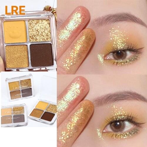 Mini Finger Eyeshadow Palette 4 Color Shimmer Shine Pink Pearlescent Waterproof Sequin Shadows Cosmetics Makeup Palettes TSLM1