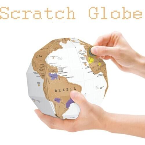 Scraping Globe Model Magical World Map Foldable DIY 3D Paper Map Colorful Room Home Decor Marking Gifts for Traveler WXV Sale