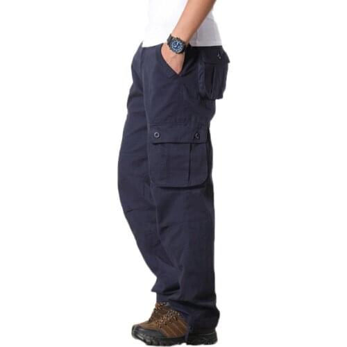 Men Casual Pants Military Men Solid Color Multi-Pockets Cotton Cargo Pants Male Baggy Full Length Trousers мужская одежда 2021