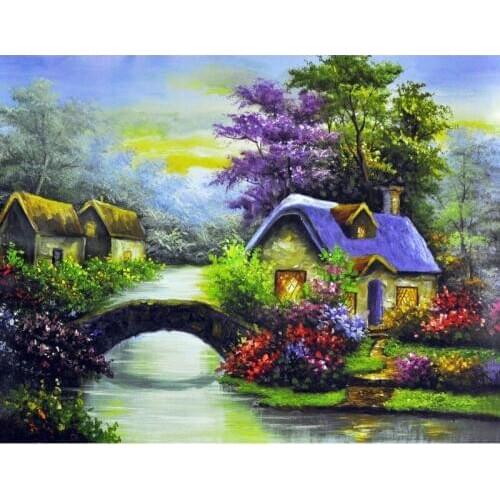 Stone Arch lodge Diy Diamond painting mosaic Embroidery handcraft cross stitch room decorations 60*45cm full square rhinestone