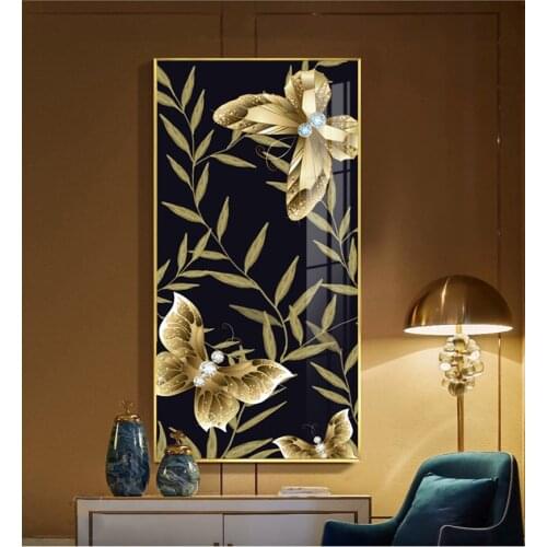 Gold Ginkgo leaf butterfly biloba Wall Art Canvas Painting Nordic Poster And Print Wall Pictures For Living Room Home Decoration