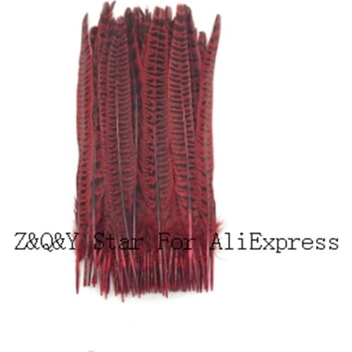 Natural 25--30CM (10-12 inches) hen tail feathers dyed red 50-100 DIY craft jewelry show mask accessories feathers