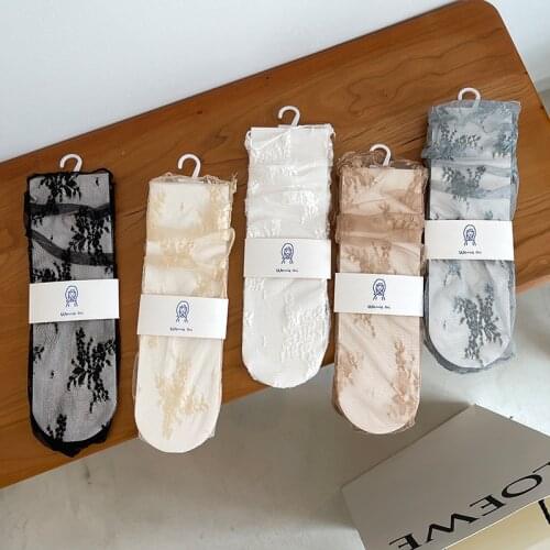 New Ultra-thin Mesh Breathable Socks Trend Personality Retro Transparent Fleece Socks Super Breathable Womens Socks Pile Socks