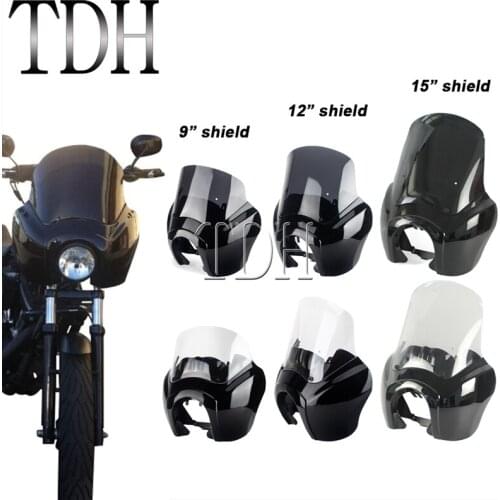 Motorcycle Custom 5.75" Headlight Fairing 9" 12" 15" Shield Front Light Cowl for Harley Dyna FXR FXDX FXDXT Street Bob Rider