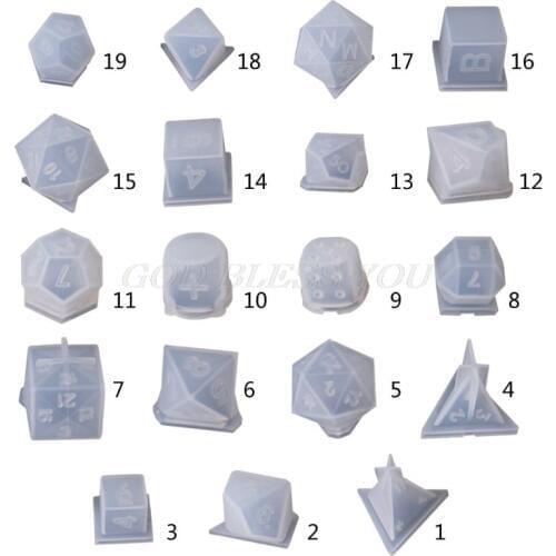 DIY Crystal Epoxy Mold Dice Fillet Shape Multi-spec Digital Game High Mirror Dice Mold Silicone Mould Making Drop Shipping