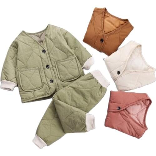 New Winter Baby Boys Clothes Full Sleeve Pants 2pcs/set Down Coat Keep Warm Suits Children Clothing Sets Toddler Homewear 1-6Y