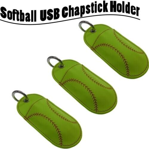 DIY Softball Baseball Leather Chapstick Key Chain Holer