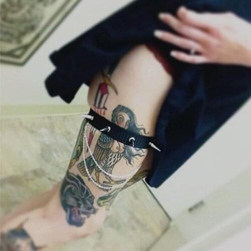 Rivets pu leather Leg Tassel chain Sexy Punk love leg garter sock Harness Adjustable Bondage cosplay goth Foot ring Anklet