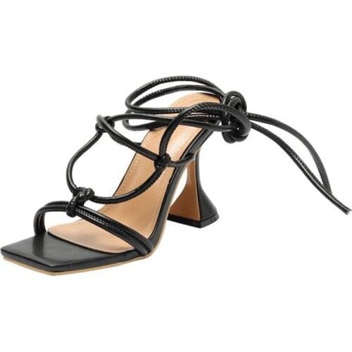 Women summer ankle strap sandals ladies thin high heels party dress shoes female fashion sexy sandal woman square toe shoe