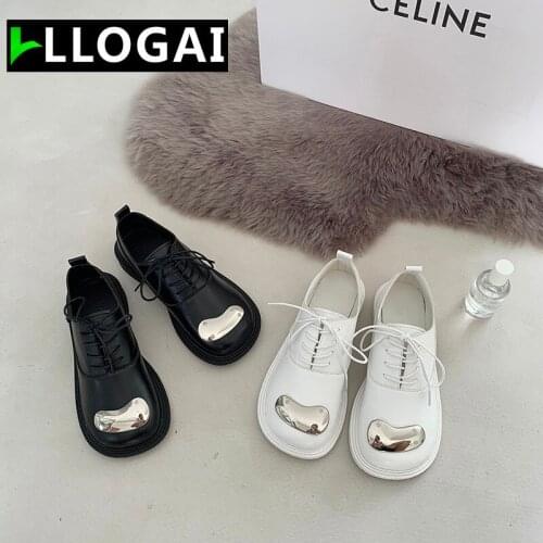 Lace-up chunky leather Womens Shoes Leather Shoes 2021 Autumn Fashion Lace Retro Thick Heel Non-slip Low Heels Shoes for Women