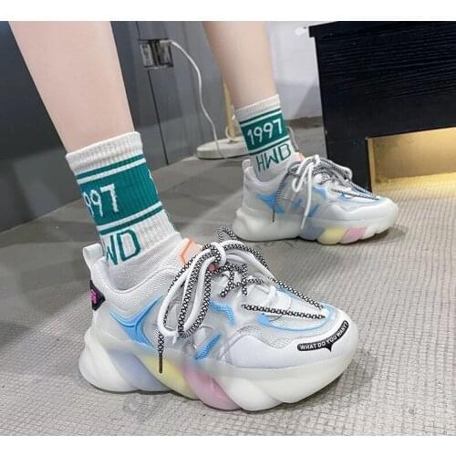 Sole Women Mesh Chunky Shoes 2021 Summer Fashion Platform Casual Sneakers Ins Trendy Cool White Ladies Shoes Zapatos De Mujer