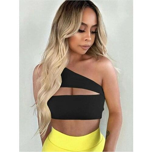 2021 New Arrival Women Summer One-Shoulder Sleeveless Vest Women Bralet Vest Vest Solid Color Party Party Club Sexy Top