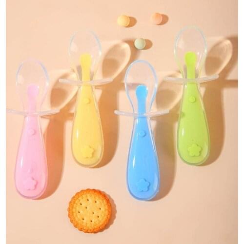1 Pcs Creative Infant Spoon Portable Food Grade Silicone Baby Dining Tableware Ultralight Baby Supplies for Feeding