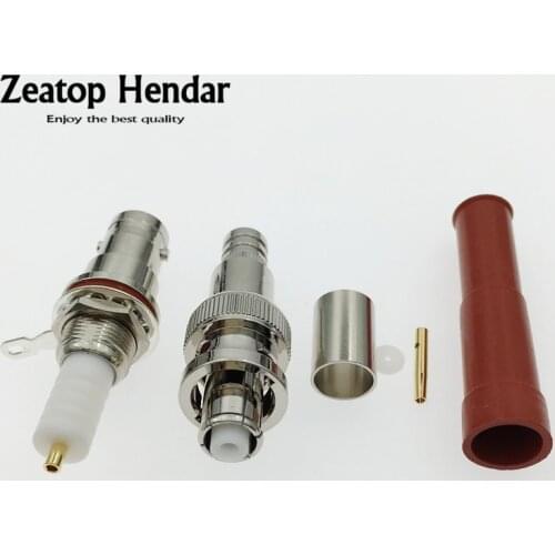 10Pcs Brass RP-BNC Female Plug Bulkhead Nut SHV 5000V / RPBNC Male Jack Crimp RG5 RG6 High Voltage 5KV RF Coaxial Connector