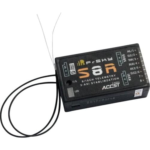 Frsky S8R 16CH 3-Axis Stablibzation RSSI PWM Output Telemetry Receiver With Smart Port