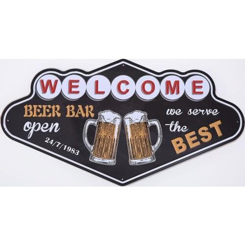 2021 NEW Welcome Beer Bar Metal Retro Sign Cafe Pub Club Art Wall Decor Poster Plaque Home Decoration Accessories