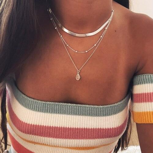 2021 Simple Fashion Choker Necklaces for Women Multilayer Pendant Chains Necklace Jewelry Accessories Wholesale Collier
