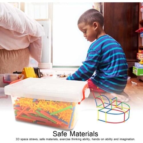 3D Space Straws Toy DIY Straw Inserted Into The Building Block Toy Plastic Stitching Inserted Construction Assemble Toys