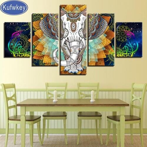 5 piece India Elephant And Abstract mandala diamond painting sale mosaic Embroidery 3d Cross Stitch Full Square round drills