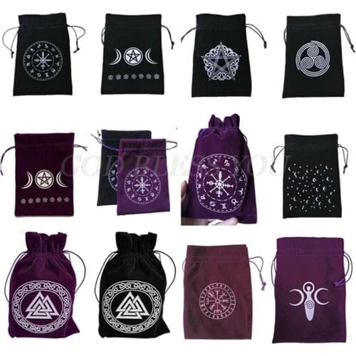 Velvet Pentagram Tarot Oracle Cards Storage Bag Runes Constellation Witch Divination Accessories Jewelry Dice Drawstring Package