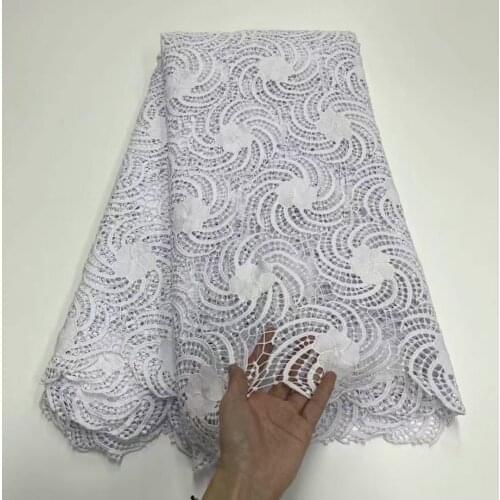 White Nigerian Lace Fabric 2021 High Quality Lace French Water Soluble Lace Fabric Guipure Cord Lace Fabric For Party Dress Sew