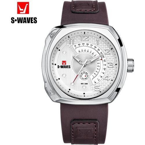 SWAVES Unique Military Watch Men Date Casual Mens Watches Top Brand Luxury Waterproof Fashion Week Leather Band Montre Homme