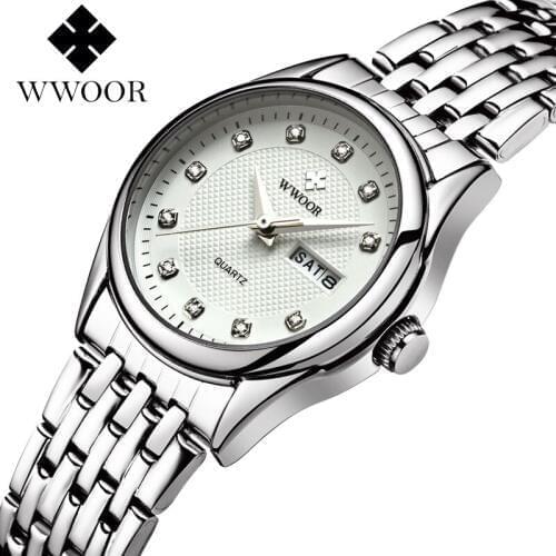 Women Watches New Brand Date Day Clock Female Stainless Steel WWOOR Watch Ladies Fashion Casual Quartz Watch Relogio Feminino