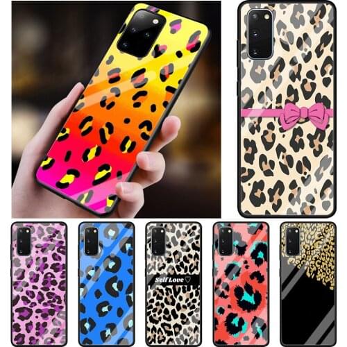 Leopard Print Tempered Glass Phone Case for Samsung Galaxy S21 S20 FE Note 10 Lite S10 S9 S8 Plus 20 Ultra 9 S10e Cover