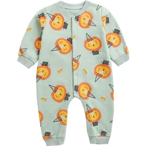 Baby Boys Girls Romper 2021 Spring Cotton Long Sleeve Cartoon Print Jumpsuit Infant Clothing Autumn Newborn Baby Girls Clothes