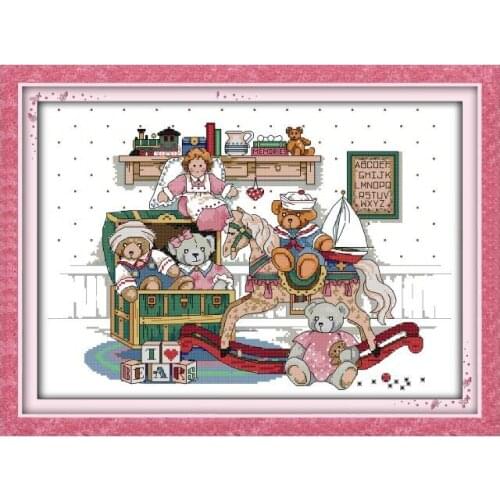 Bear Toy Needlework Counted Cross Stitch Kit Art Patterns 11CT 14CT Printed Stamped Fabric Embroidery Needlepoint Home Decor Set