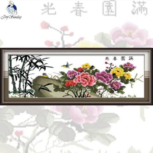 GG Spring Garden Pattern Counted Joy Sunday Print on Canvas Cross Stitch Kits 11CT 14CT Needlework Sets Embroider for Home Decor