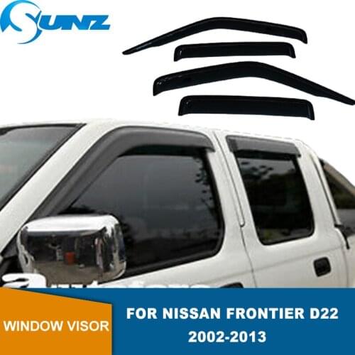Window Visor For Nissan Frontier D22 2002 2003 2004 2005 2006 2007 2008 2009 2010 2011 2012 2013 4pcs Black Sun Rain Guards SUNZ