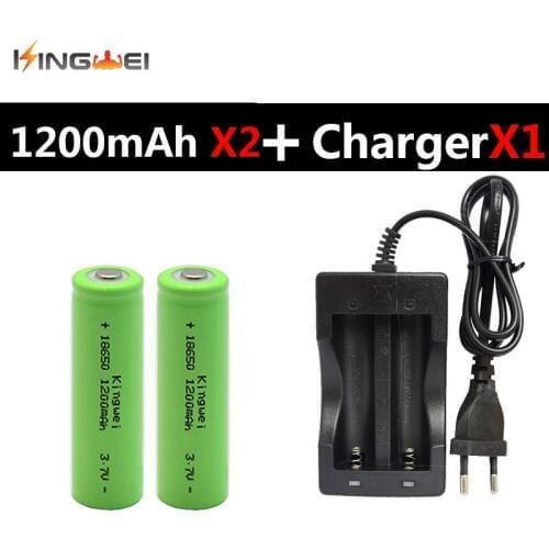 Kingwei 2x1200mah 3.7V 18650 Lithium Battery +1x18650 Single Charger for Flashlight Laser Pen Toys Electric Accessories